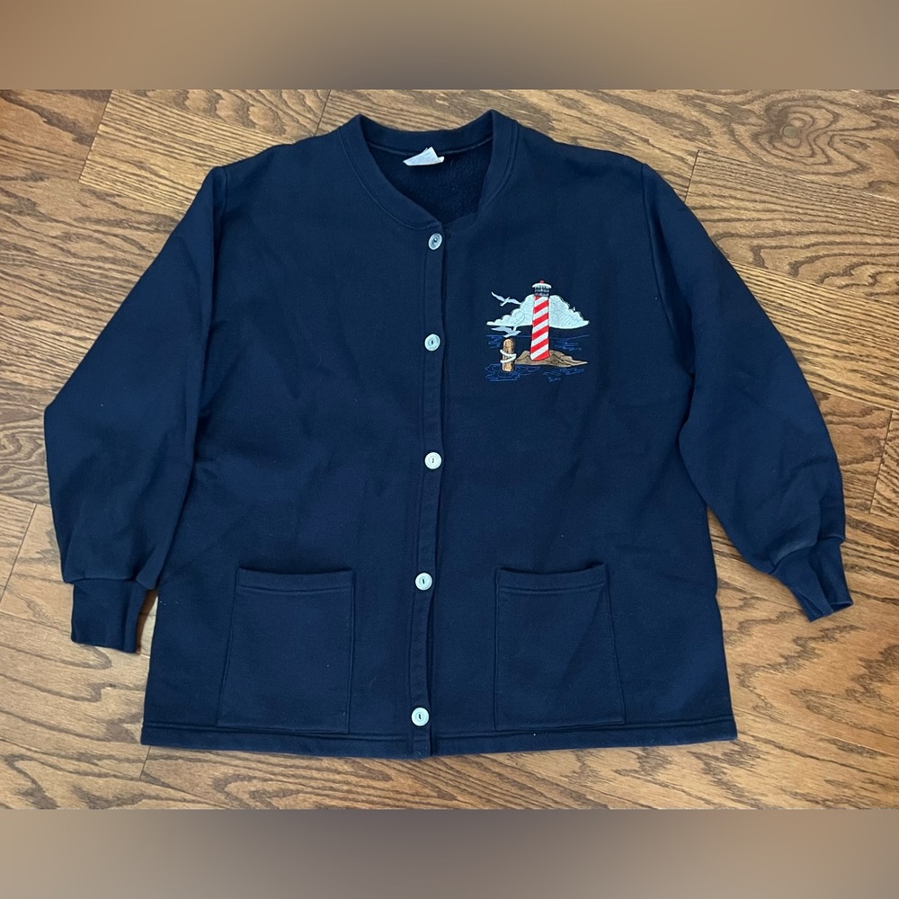 1980s “Gloria” brand fleece lighthouse XXL top